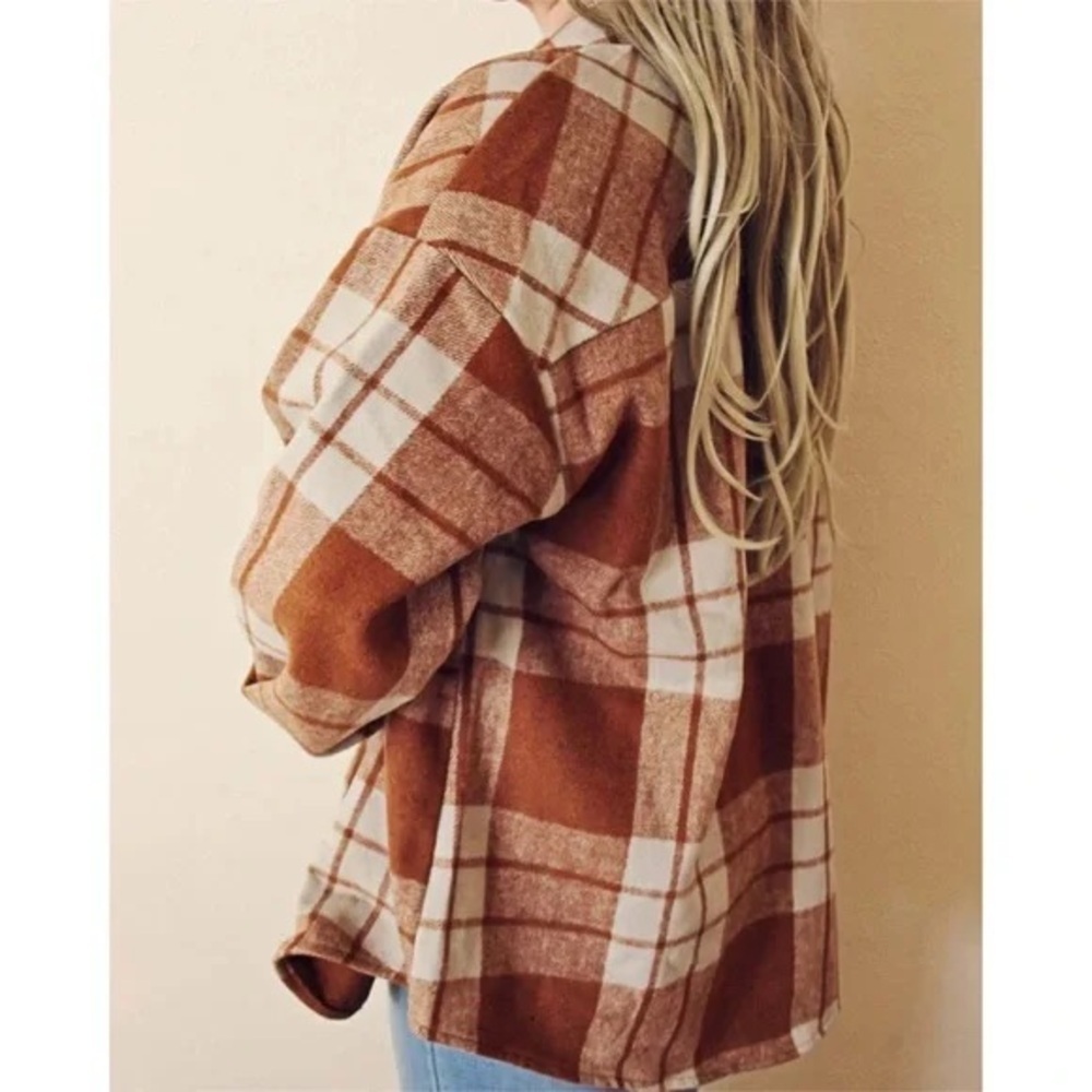 NATURAL REFLECTIONS • Apple Butter Sherpa Plaid Shirt Jacket - Picture 2 of 6